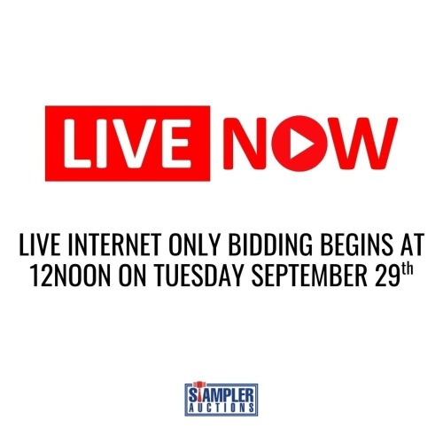 LIVE INTERNET ONLY BIDDING BEGINS AT 12 NOON ON TUESDAY, SEPTEMBER 29th