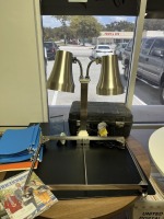 BRUSHED FINISH DOUBLE LAMP COMPLETE CARVING STATION (NEW IN BOX)