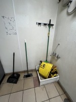 LOT CLEANING - MOP, MOP BUCKET, BROOM, 'WET FLOOR' SIGN
