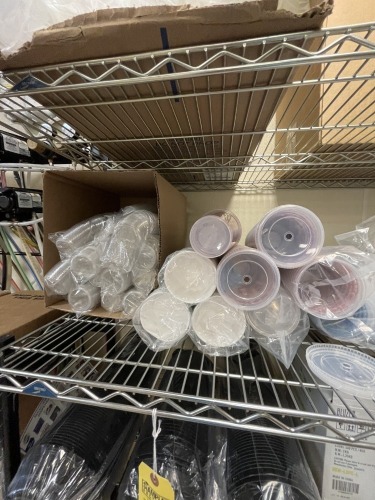 LOT - ALL PAPER / PLASTIC GOODS - PAPER TOWELS, CUPS, BOWLS, LIDS, SILVERWARE, ETC ***REMAINING CONTENTS AT CLOSING / DATE OF AUCTION***