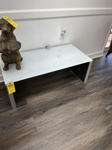 COFFEE TABLE WITH GLASS TOP - APPROXIMATELY 41''x20''