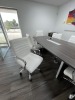 CONFERENCE TABLE WITH 6 WHITE LEATHER ROLLING CHAIRS - APPROXIMATELY 93''x41'' - 2