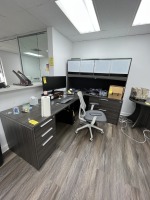 GRAY L-SHAPE DESK WITH HUTCH