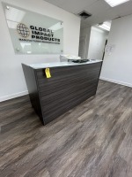 GRAY RECEPTION DESK - APPROXIMATELY 72''x36''