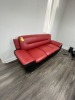 RED & BLACK LEATHER COUCH - APPROXIMATELY 72''