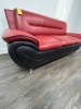 RED & BLACK LEATHER COUCH - APPROXIMATELY 72'' - 2