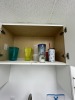 LOT CONTENTS OF BREAK ROOM CABINETS - CUPS, CONTAINERS, PAPER GOODS, PITCHERS, ETC - 4