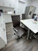 WHITE CONFERENCE TABLE WITH 6 BROWN ROLLING CHAIRS - APPROXIMATELY 78''x38'' - 3