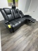 ELECTRIC BLACK LEATHER COUCH / RECLINER