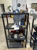 PLASTIC SHELVING UNITS WITH CONTENTS - SCREWS, TOOLS, GLOVES, GREASE CAN, ETC - 4