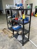 PLASTIC SHELVING UNITS WITH CONTENTS - SCREWS, TOOLS, GLOVES, GREASE CAN, ETC - 5