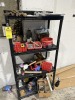 SHELVING UNIT WITH CONTENTS - TOOLS, HARDWARE, SPEAKER, ETC
