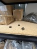 LOT CONTENTS OF SHELVING UNIT - SCREWS, WINDOW LOCKS, SMALL WHEELS, ETC - 5
