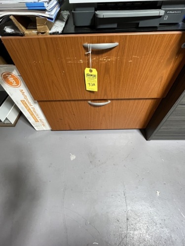 ASSORTED - FILE CABINET WITH 2 DRAWERS / BOOKSHELF WITH CONTENTS - GLOVES, LABELS, ETC