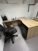 LOT OFFICE FURNITURE - L-SHAPE DESK / ROLLING OFFICE CHAIR / LATERAL FILE CABINET WITH 2 DRAWERS - 2