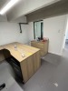 LOT OFFICE FURNITURE - L-SHAPE DESK / ROLLING OFFICE CHAIR / LATERAL FILE CABINET WITH 2 DRAWERS - 3