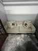 PIECES - CREAM COLOR SOFA & LOVESEAT WITH GOLD ACCENTS & PILLOWS