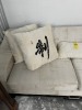 PIECES - CREAM COLOR SOFA & LOVESEAT WITH GOLD ACCENTS & PILLOWS - 2
