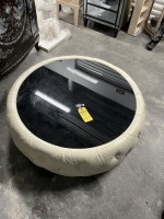 ABBYSON LIVING WHITE LEATHER OTTOMAN TABLE - 40'' DIAMETER