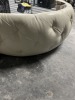 ABBYSON LIVING WHITE LEATHER OTTOMAN TABLE - 40'' DIAMETER - 3