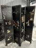 4-PANEL ORIENTAL SCREEN WITH RAISED FIGURES IN LANDSCAPE - 16'' PANELS