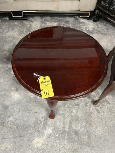 CHERRY WOOD END TABLES - 1 GLASS DISPLAY