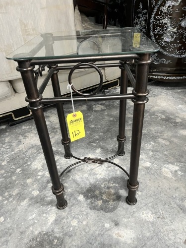 GLASS & METAL END TABLE