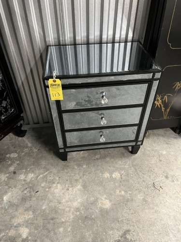MIRRORED NIGHT STAND WITH 3 DRAWERS - 23.5''Wx15.5''Dx28''H