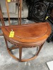 ORIENTAL MOTIF TABLES - 2- PEDESTAL / 1- HALF MOON - 2