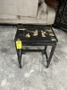 ORIENTAL END TABLE WITH RAISED FIGURES