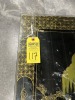 ORIENTAL BLACK LACQUER COFFEE TABLE WITH RAISED FIGURES & GLASS TOP - 3'x3' - 4