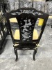 RAYMOND SOBOTA CHIN HUA COLLECTION FOR CENTURY FURNITURE ''MID-CENTURY MODERN'' DINING CHAIRS WITH MOTHER OF PEARL INLAYS, CARVED DESIGNS & YELLOW SILK CUSHIONS - 5
