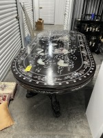 ASIAN STYLE BLACK LACQUER DINING TABLE WITH MOTHER OF PEARL SHELL INLAY - 94''x48''