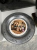 ASSORTED PIECES - DOLL ON STAND / BOX BOEING KEYCHAINS / PEWTER 1776 PLATE / LUCKY CLOVER PLATE - 4