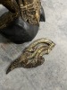 HAND-CARVED WOOD STATUE WITH GOLD GILT (1 PIECE BROKEN OFF) - 2