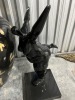 CHUBBY WOMAN BLACK PORCELAIN STATUE ON STAND (CRACK ON FOOT) - 2