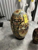 HAND PAINTED SATSUMA-STYLE DECORATIVE EGG - 2'H