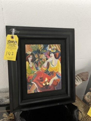 FRAMED & MATTED PICTURE - ''FRIENDS AT BRUNCH'' - SIGNED PATRICIA GOVEZENSKY - NUMBERED 93/100