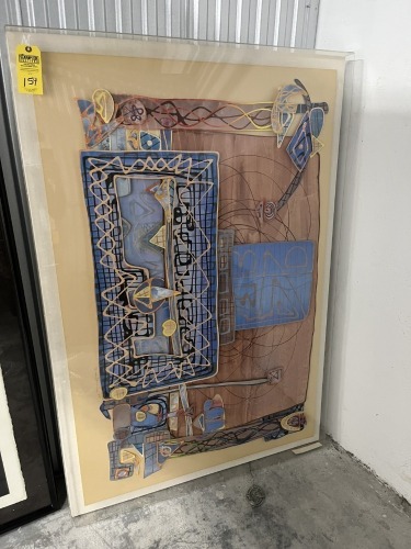 MIXED MEDIA IN PLEXIGLASS - ''PROFILE'' - SIGNED BRUCE SHERMAN '85 - 44''x64''