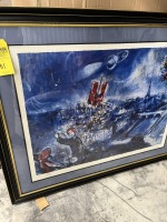 ARTWORK / LITHOGRAPH - REPRODUCTION - ''VIEW OF PARIS'' - MARC CHAGALL - 1969 - LIMITED EDITION - NUMBERED 188/500 - 36''x44''