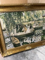 ORNATE GOLD FRAMED ARTWORK - ENHANCED REPRODUCTION - ''LA GRENOUILLERE'' - PIERRE AUGUSTE RENOIR - 33''x42''