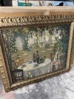 ORNATE GOLD FRAMED ARTWORK - ENHANCED REPRODUCTION - ''TABLE IN THE SUN GERBERO'' - HENRY LESIDANER - NUMBERED 338/980 - 32''x37''