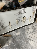 LACQUER FRAME ASIAN WALL ART WITH MOTHER OF PEARL INLAY - 24''x46''
