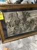 GOLD FRAMED & MATTED ARTWORK - MOSES STRIKING THE ROCKS DEPICTION - 29''x41''