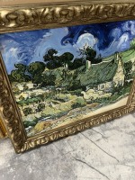 ARTWORK - ARTIST ENHANCED REPRODUCTION - ''THATCHED COTTAGES AT CORDEVILLE'' - VINCENT VAN GOGH - 36''x32''