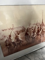 FRAMED PHOTOGRAPH - MEN ON HORSES - 28''x31''