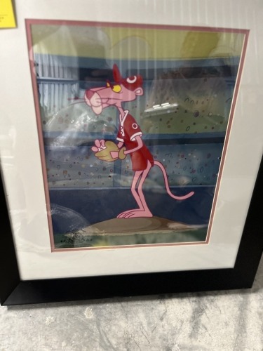 MGM SERICEL - PINK PANTHER - "BASEBALL PITCHER" - STUDIO STAMPED - 1999 - 22"x24"