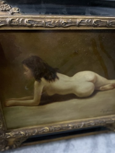 PAINTING ON WOOD - NUDE WOMAN - SIGNED N BINGHAM