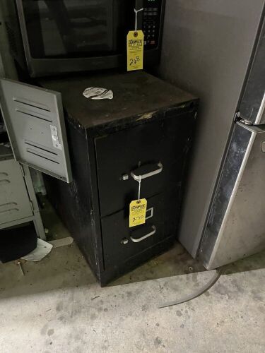 BLACK FILE CABINET WITH 2 DRAWERS
