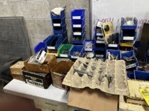 BOXES & BINS ASSORTED INSERTS, DRILL BITS, COLLET, ETC (CONTENTS ON TABLE)
